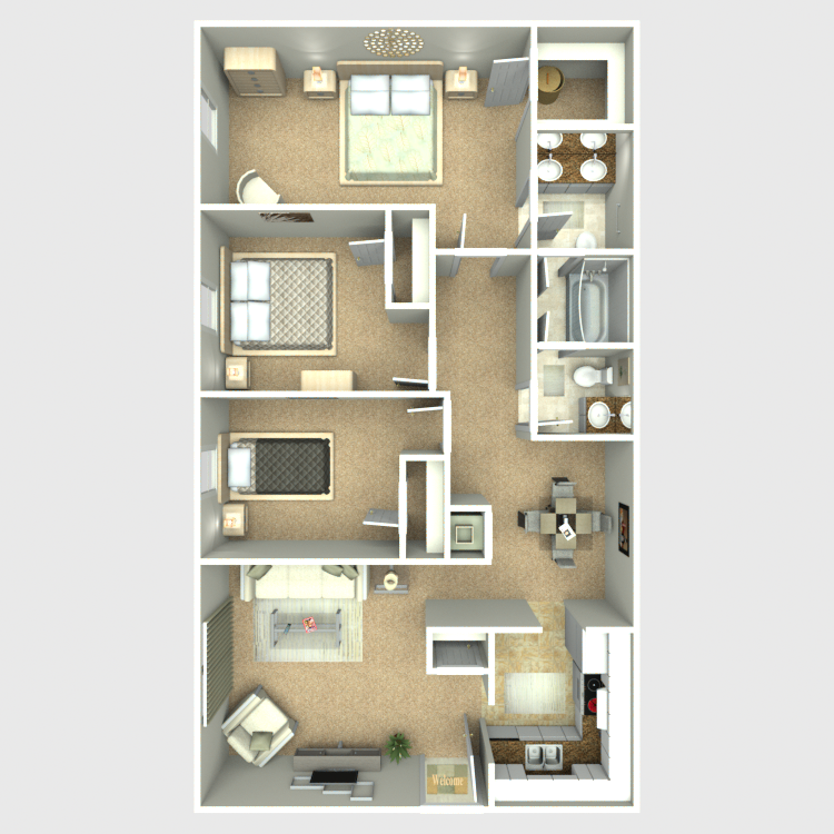 3 Bed 1.5 Bath Floor Plan 4
